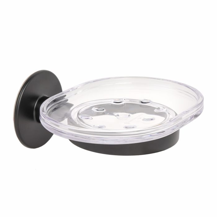 Porta Sapone a Parete Nero Opaco in Acciaio Verniciato, leghe metalliche, SAN Mod. Wind Black main product photo