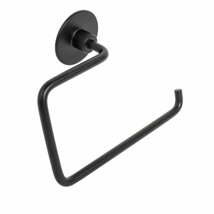 Porta Asciugamani ad Anello a Parete Nero Opaco in Acciaio Verniciato, leghe metalliche, SAN Mod. Wind Black main product photo
