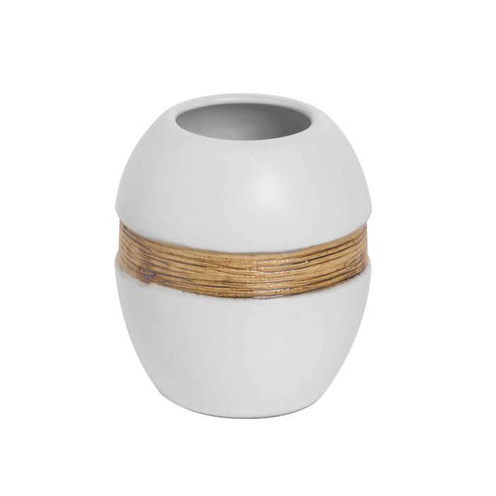 Porta Spazzolini da Appoggio Bianco e Bronzo in Ceramica Mod. Maya main product photo