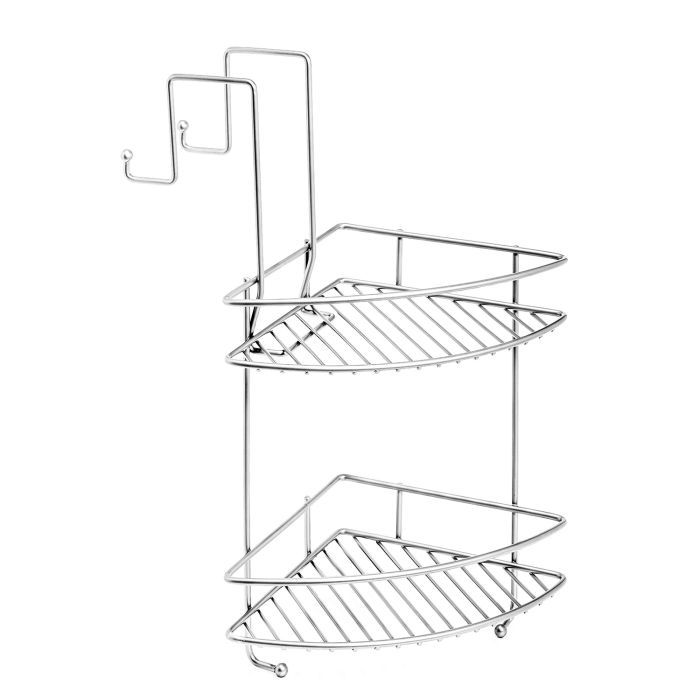 Cestello Doccia doppio ad Angolo Spider da Appendere Satinato in Acciaio con verniciatura epossidica e materiale termoplastico Mod. Shower Lock main product photo