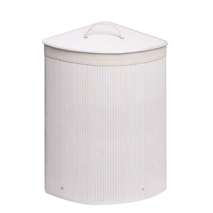 Cesta Portabiancheria angolare Bianco in Bambù e cotone Mod. Balù main product photo