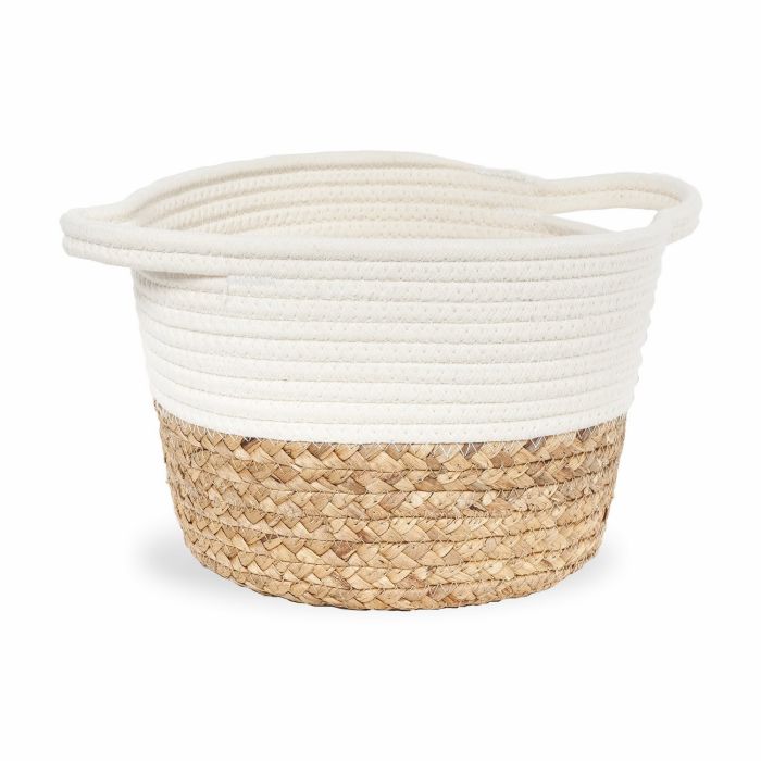 Cesta Multifunzione elegante Bianco e Fibra naturale in Corda di cotone e fibra di giacinto d'acqua Mod. Claire main product photo