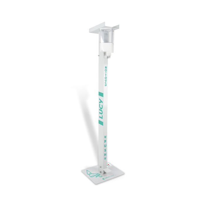 Piantana a pedale per igienizzante con vano porta guanti e dispenser gel Bianco in Acciaio Verniciato e Materiale Plastico Mod. Lucy main product photo