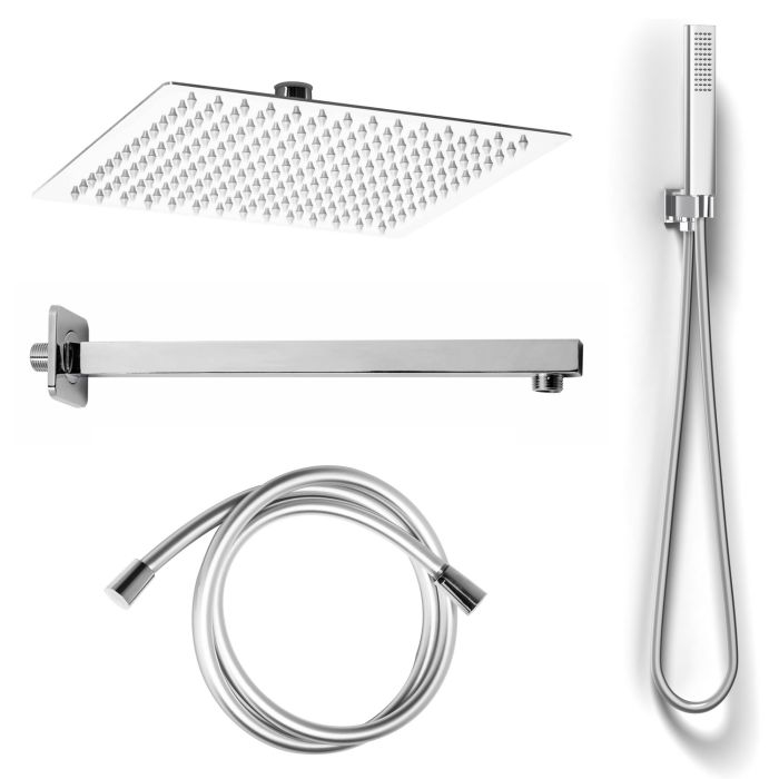 Kit Restyling Doccia Quadrato 1 getto Cromo in Acciaio Inox 18/10 Aisi 304 Mod. Kit Slim Quadrato main product photo
