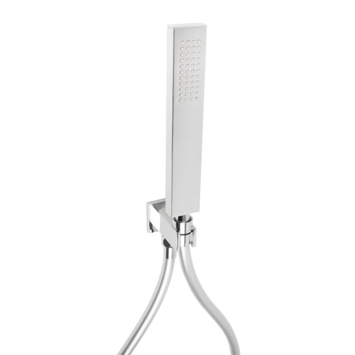 Kit Doccetta e Supporto 1 getto Quadrato Cromo in Ottone Mod. Set Quadrato Cromo main product photo
