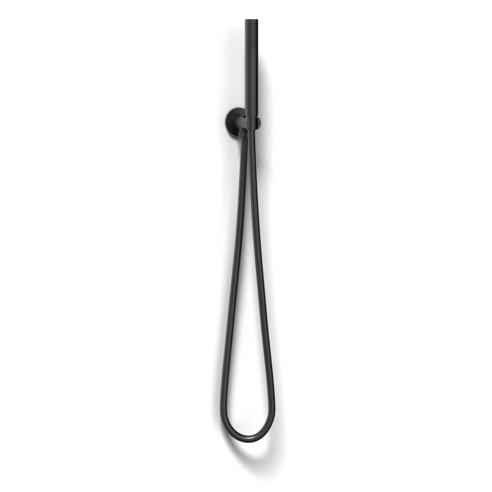 Kit Doccetta e Supporto 1 getto Tondo Nero Opaco in Ottone verniciato Mod. Set Tondo Black main product photo