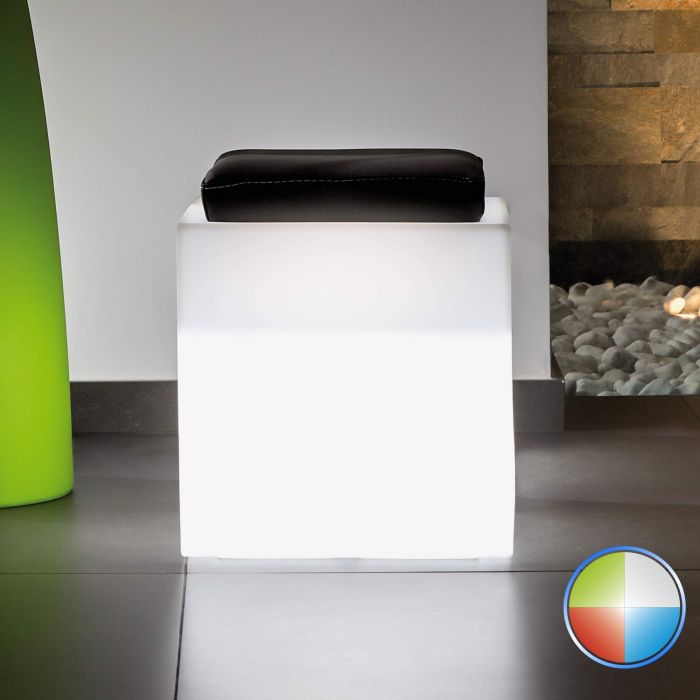 Pouf Square In Resina Quadrato 40x40 CM Led Multicolor Batteria Solare main product photo