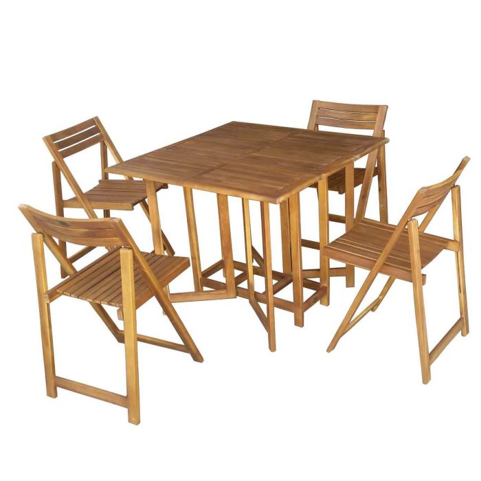 Set tavolo e quattro sedie pieghevoli in legno massiccio main product photo