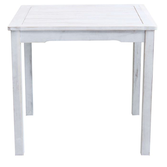 Tavolo quadrato bianco da esterno 80x80cm in legno di acacia massiccio main product photo