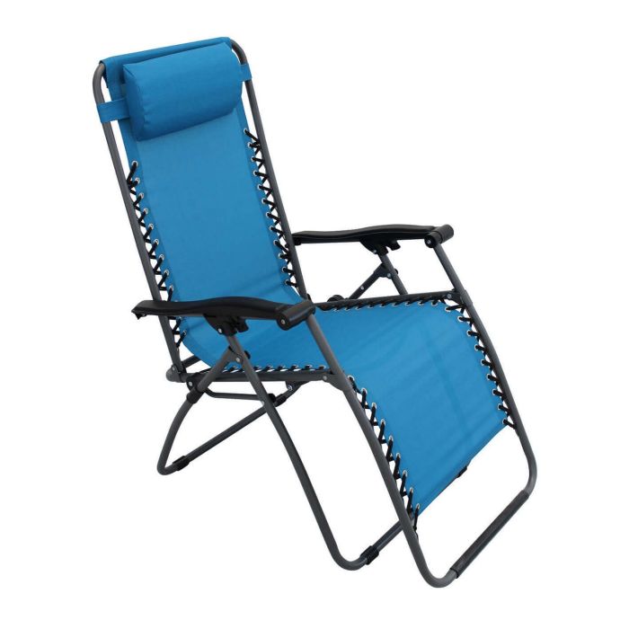 Poltrona pieghevole in acciaio Antracite e tessuto Blu mod. Comfort main product photo
