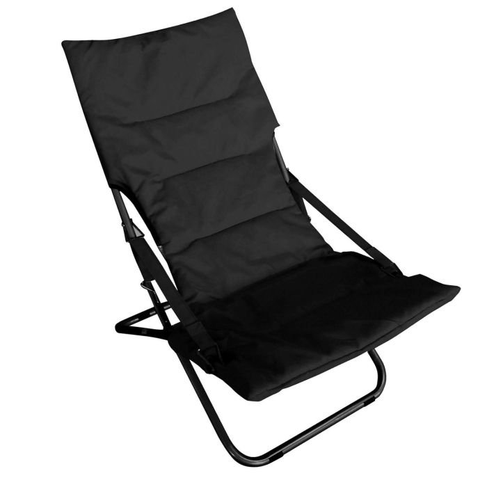 Sdraio pieghevole in acciaio e tessuto nero mod. Canapone main product photo