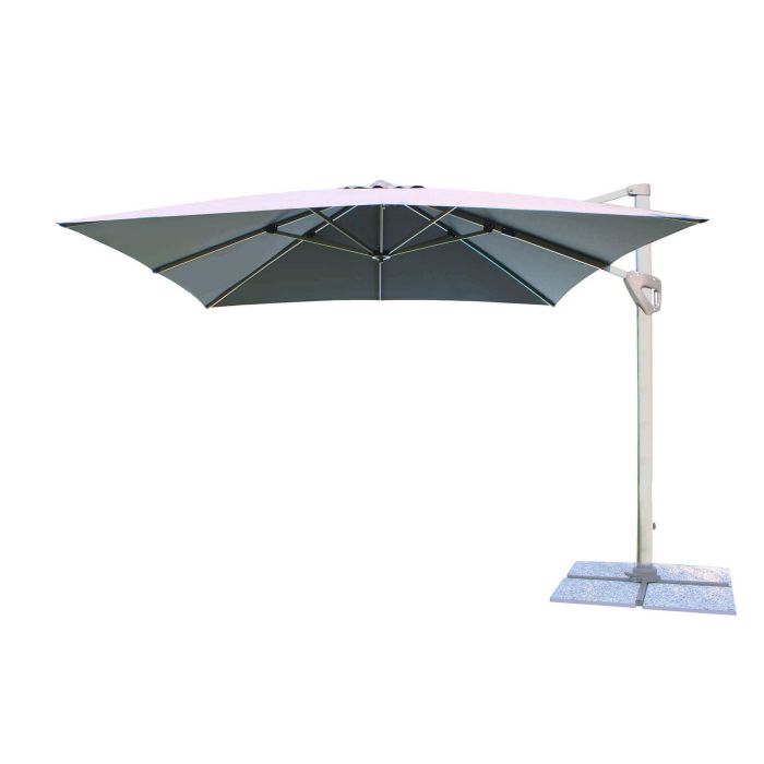 Ombrellone da giardino 3x3 con telo in poliestere Grigio palo Bianco antivento mod. Darwin main product photo
