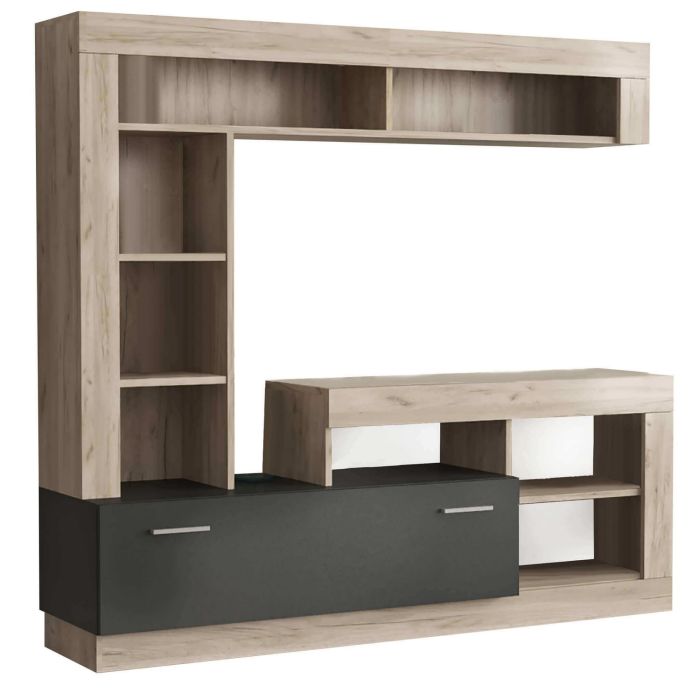 Parete attrezzata soggiorno di colore Antracite e Olmo mod. Leonard main product photo