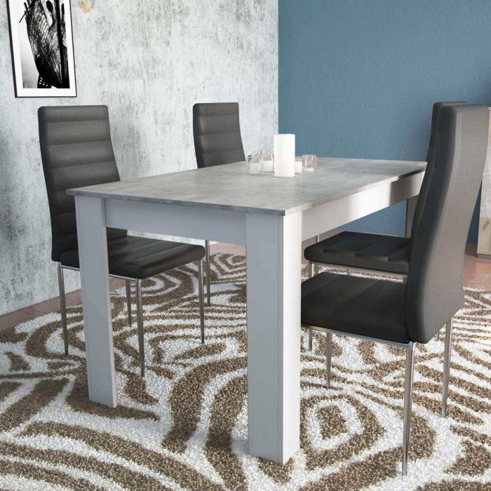 Tavolo di forma Rettangolare di colore Bianco e Grigio effetto cemento mod. Pepper main product photo
