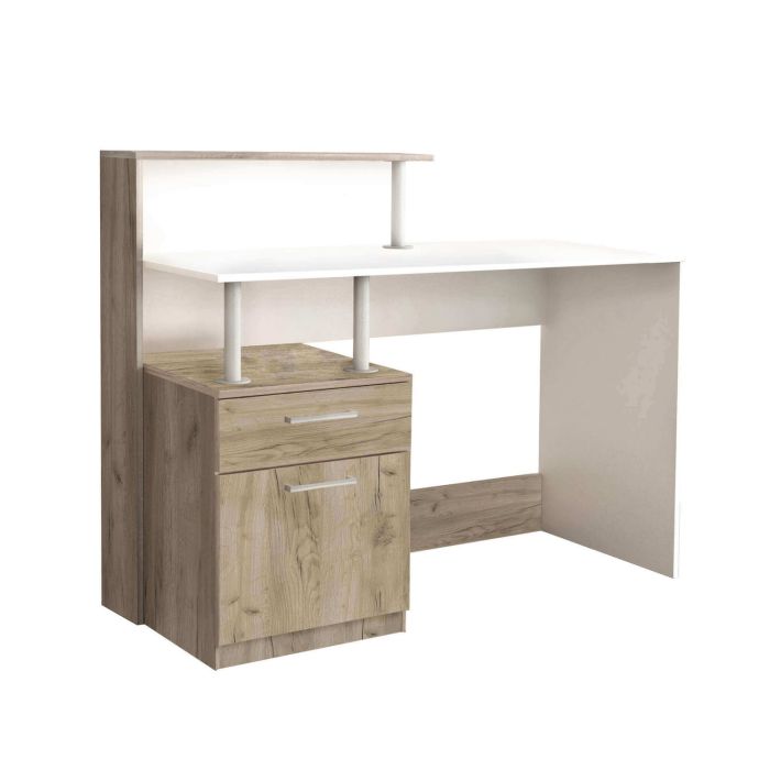 Scrivania con cassettiera di forma Rettangolare di colore Bianco e Olmo mod. Nasdaq main product photo