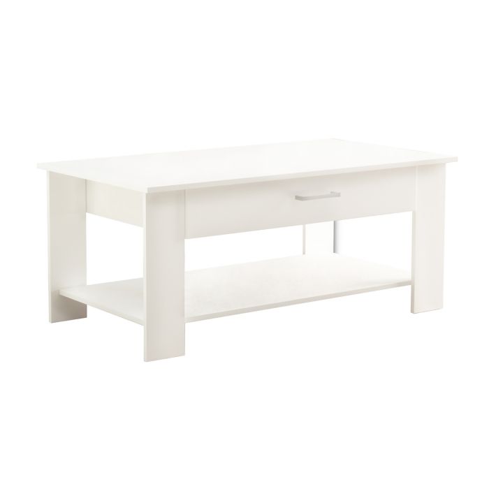 Tavolino da salotto di forma Rettangolare con cassetto e ripiano inferiore di colore Bianco mod. Myrto main product photo