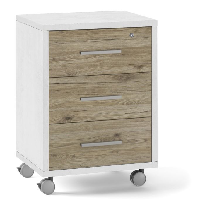 Cassettiera con ruote 3 cassetti h 71 cm colore Rovere Naturale main product photo