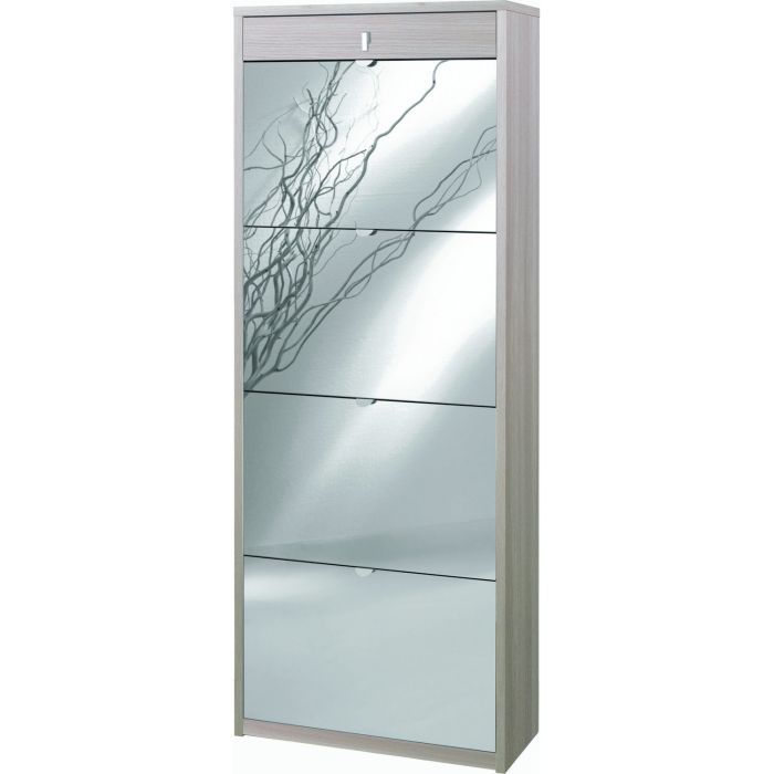 Scarpiera 4 ante e 1 cassetto 20 posti h 164 cm colore Specchio Naturale main product photo