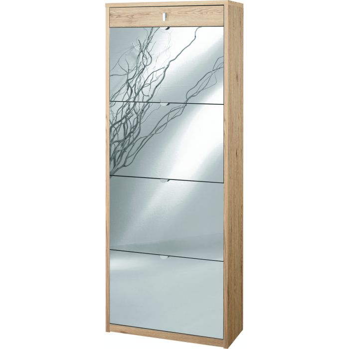 Scarpiera 4 ante e 1 cassetto 20 posti h 164 cm colore Specchio Naturale main product photo