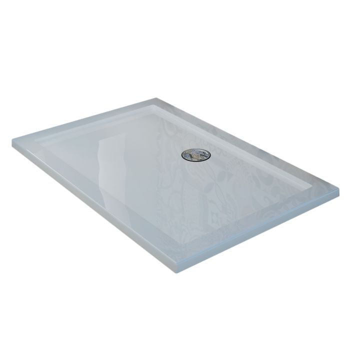 Piatto Doccia Slim 80x120x4 cm Rettangolare Acrilico Bordato Bianco Lucido mod. Flower main product photo