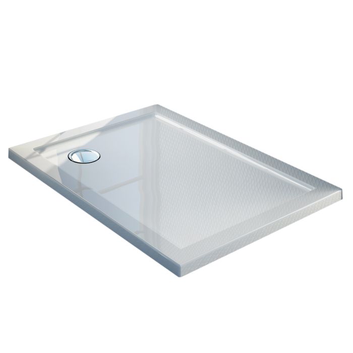 Piatto Doccia Slim 80x90x4 cm Rettangolare Acrilico Bordato Bianco Lucido mod. Flower main product photo