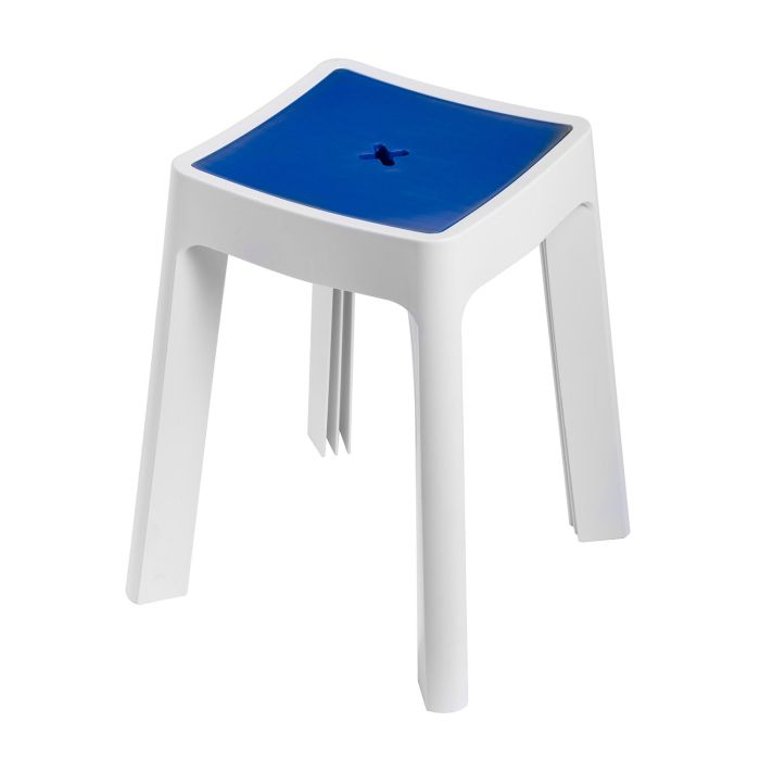 Sgabello Contenitore bianco e blu in resina termoplastica mod. Keope main product photo