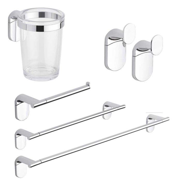 Set accessori bagno kit completo Zero Cromo 5 pezzi in Acciaio Cromato e ABS main product photo