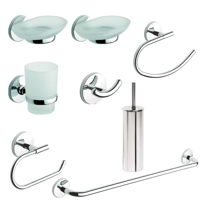Set accessori bagno kit completo One Cromo 8 pezzi in Acciaio Cromato main product photo