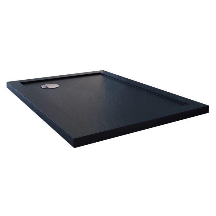 Piatto Doccia Slim 75x75x4 cm Quadrato Acrilico Bordato Antracite Effetto Pietra mod. Flower main product photo