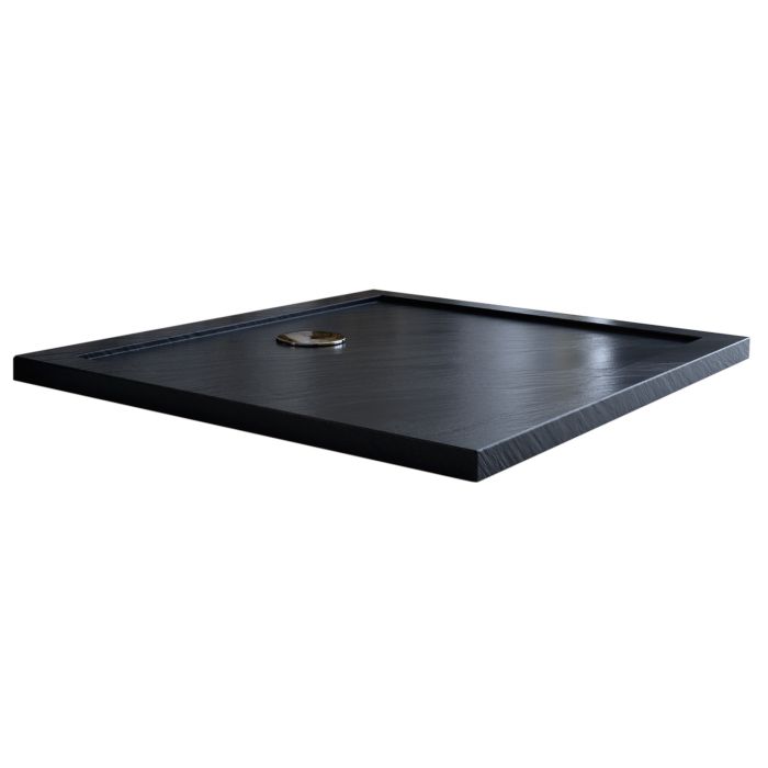Piatto Doccia Slim 80x120x4 cm Rettangolare Acrilico Bordato Antracite Effetto Pietra mod. Flower main product photo
