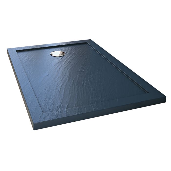 Piatto Doccia Slim 70x140x4 cm Rettangolare Acrilico Bordato Antracite Effetto Pietra mod. Flower main product photo