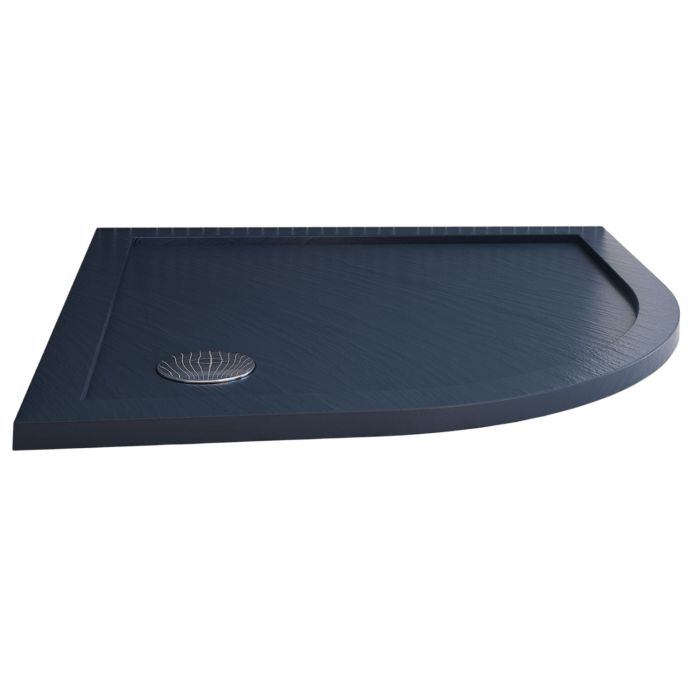 Piatto Doccia Slim 90x90x4 cm Semicircolare Acrilico Bordato Antracite Effetto Pietra mod. Flower main product photo