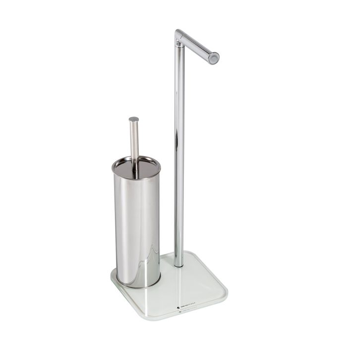 Piantana Porta Scopino Asciugamani in Vetro Bianco mod. Zero main product photo