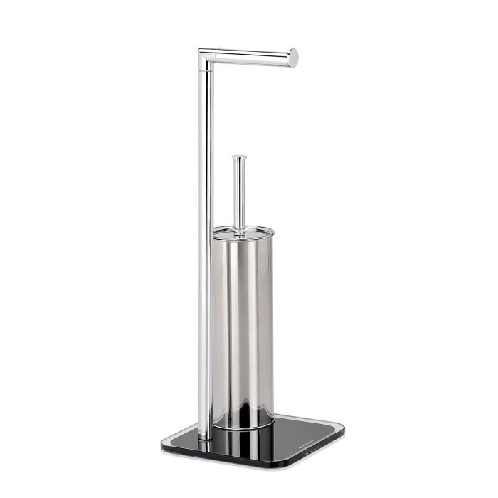 Piantana Porta Scopino Asciugamani in Vetro Nero mod. Zero main product photo