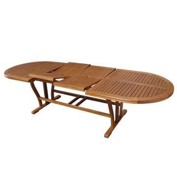 Tavolo ovale estensibile 200/300x110 cm in legno massiccio di acacia