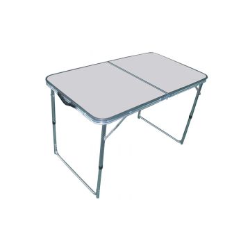 Tavolino pieghevole rettangolare 120x60cm in alluminio colore bianco