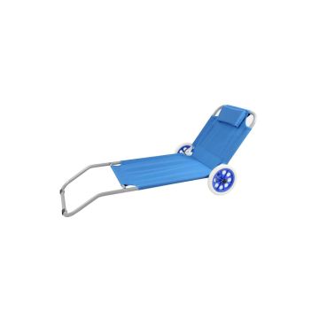 Spiaggina carrello pieghevole blu in metallo e tessuto con ruote mod. Steel Oxford