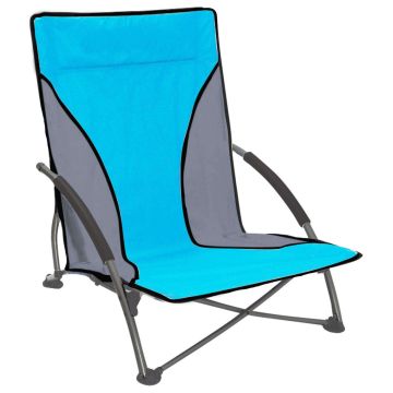 Spiaggina pieghevole tessuto azzurro e grigio in acciaio mod. Eraclea