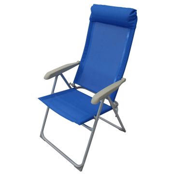 Poltrona pieghevole regolabile azzurra in alluminio e metallo con braccioli mod. Miami