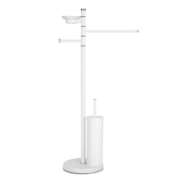Piantana Porta Scopino Sapone Asciugamani Portasalviette in Acciaio Bianco mod. Windor
